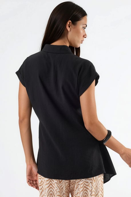 Strukturierte Gewebe-Bluse mit Bindegürtel - Image 3