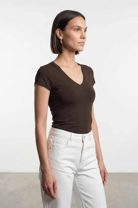 Slim Fit V-Ausschnitt Jerseybluse - Image 4