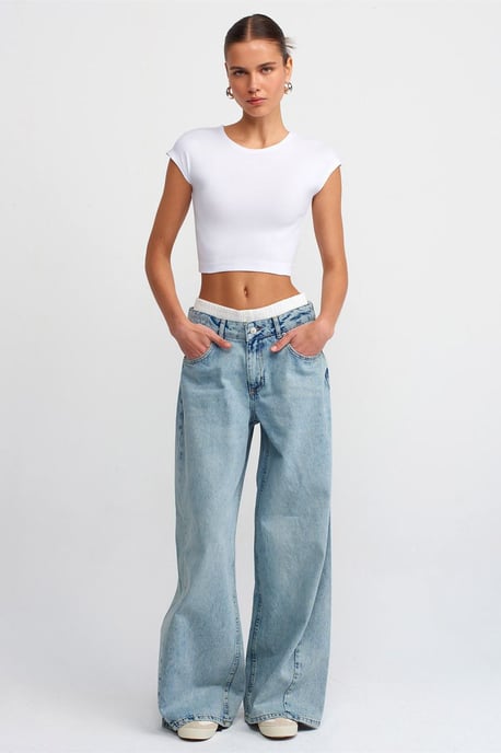 Schmal geschnittene Cropped-Jersey-Bluse - Image 3