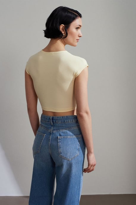 Slim Fit Crop-Jersey-Bluse - Image 2