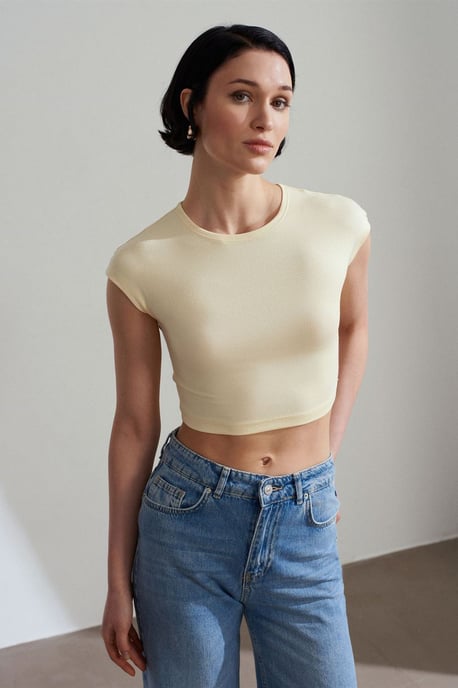 Slim Fit Crop-Jersey-Bluse - Image 3