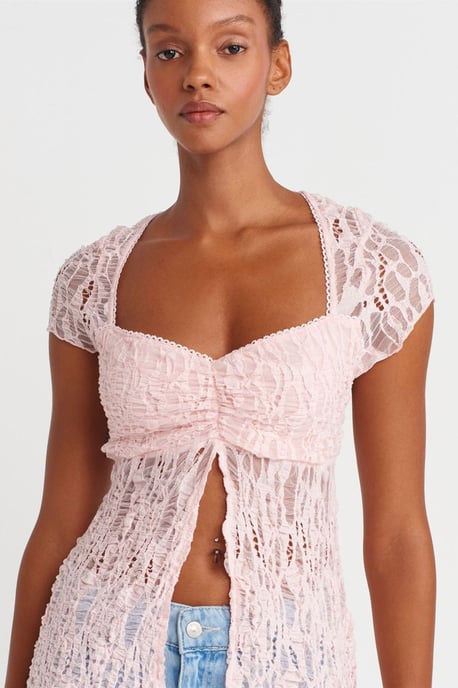 Slim Fit Spitzen Quadrat-Ausschnitt Oberteil - Image 3