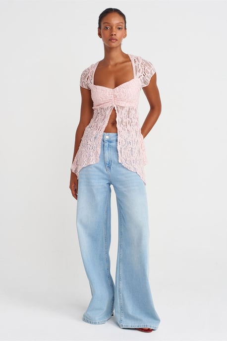 Slim Fit Spitzen Quadrat-Ausschnitt Oberteil - Image 4