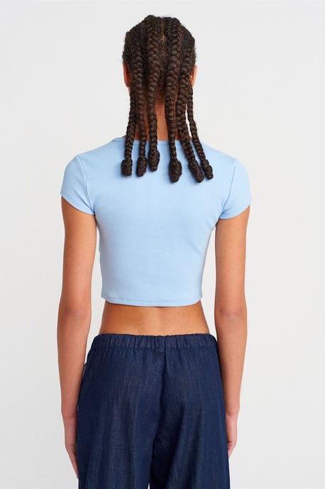 Damen Slim-Fit Rippstrick Cropped Bluse - Image 2