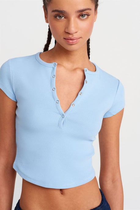 Damen Slim-Fit Rippstrick Cropped Bluse - Image 3