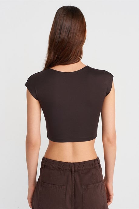 Schlankes Crop-Jersey-Bluse - Image 2