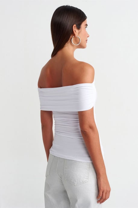 Schulterfreie Slim Fit Jersey-Bluse - Image 2