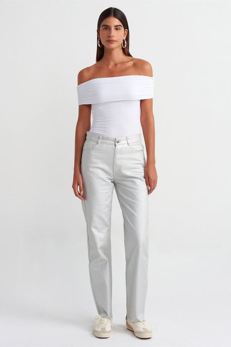 Schulterfreie Slim Fit Jersey-Bluse - Image 3