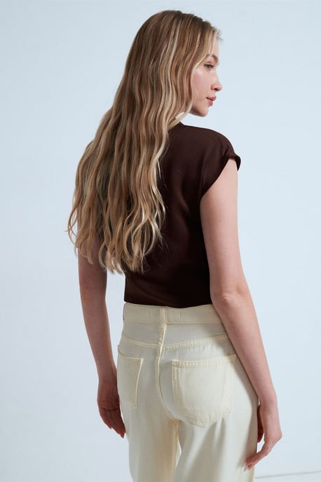 Dilvin Crop-Tencel-Poplin-Bluse - Braun - Image 2
