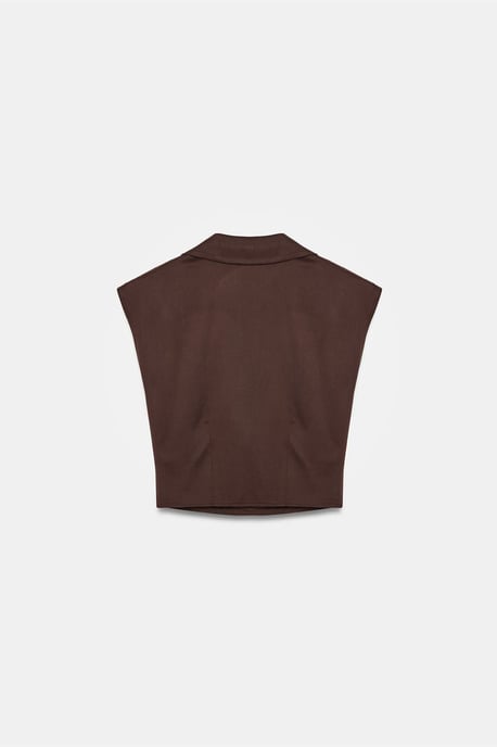 Dilvin Crop-Tencel-Poplin-Bluse - Braun - Image 6