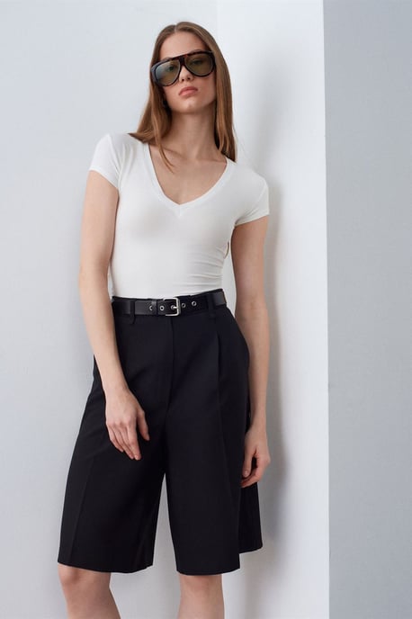 Slim Fit V-Ausschnitt Jerseybluse - Image 4