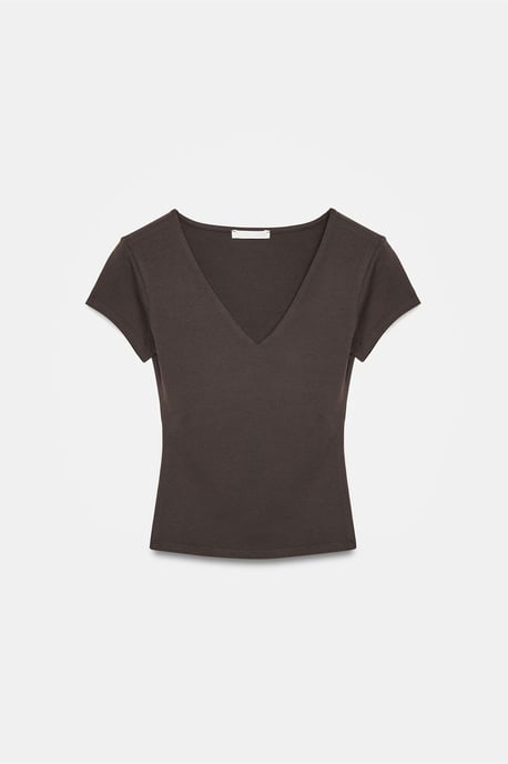 Schmale Passform V-Ausschnitt Strickbluse - Image 5