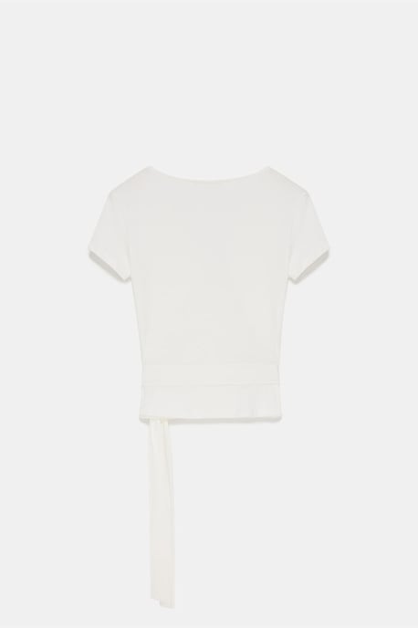 Crop-Wrap-Bluse mit Bindungsdetail - Image 6