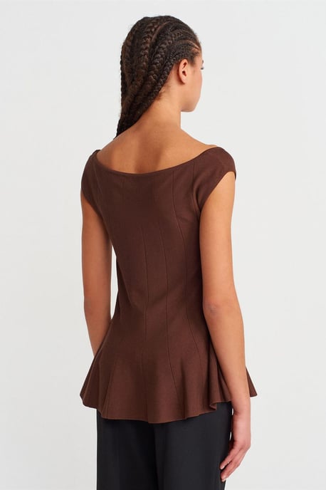 Figurbetonte gerippte Peplum-Bluse - Image 2