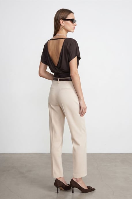 Damen Modal-Mix Cut-out Rundhalsausschnitt Bluse - Image 2