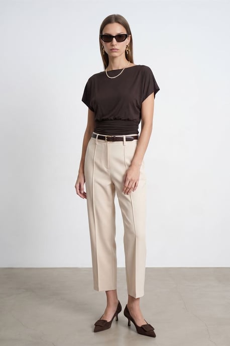 Damen Modal-Mix Cut-out Rundhalsausschnitt Bluse - Image 3