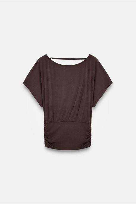 Damen Modal-Mix Cut-out Rundhalsausschnitt Bluse - Image 5