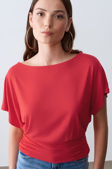 Damen Modal-Mix Cut-out Rundhalsausschnitt Bluse - Image 4