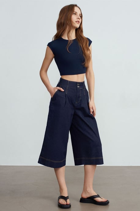 Slim Fit Crop-Jersey-Bluse - Image 4