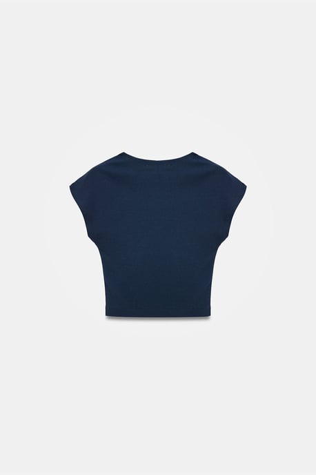 Slim Fit Crop-Jersey-Bluse - Image 6