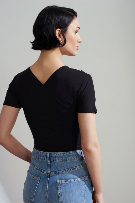 Slim Fit V-Ausschnitt Jerseybluse - Image 2