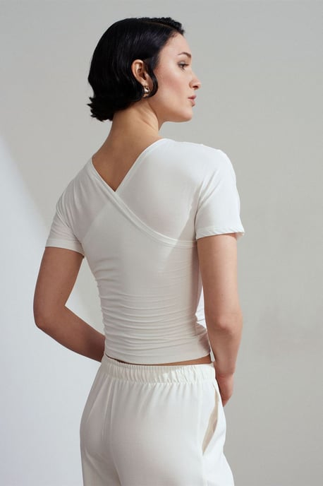Slim Fit V-Ausschnitt Jerseybluse - Image 2