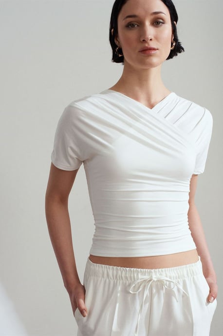 Slim Fit V-Ausschnitt Jerseybluse - Image 3