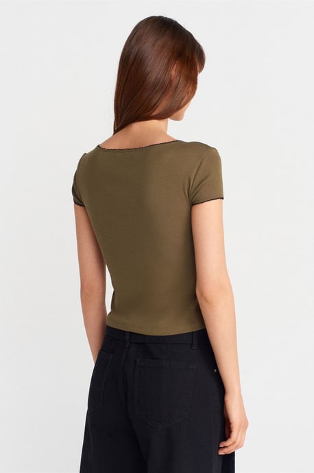 Damen Baumwoll-Crop-Bluse mit Rüschensaum - Image 2