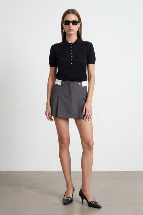 Slim Fit Polo-Kragen Strickbluse - Image 3