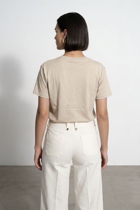 Baumwoll-Tencel V-Ausschnitt Kurzarm-Bluse - Image 2