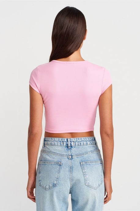 Damen Slim-Fit Rippstrick Crop Bluse - Image 2