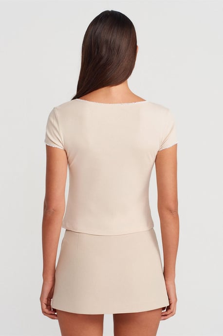 Damen Baumwoll-Crop-Bluse mit Rüschensaum - Image 2