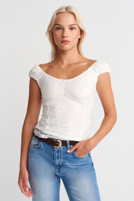 Damen Cropped Spitzen Top - Image 1