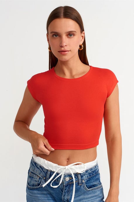 Schlanke Passform Crop-Jersey-Bluse - Image 1