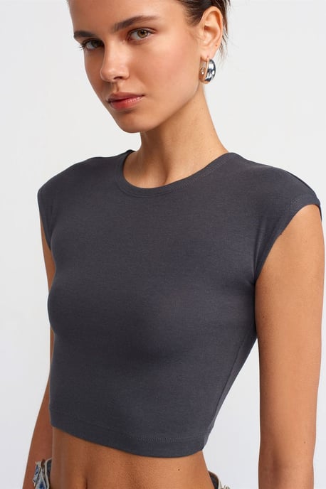 Schmale Passform Crop-Jersey-Bluse - Image 4