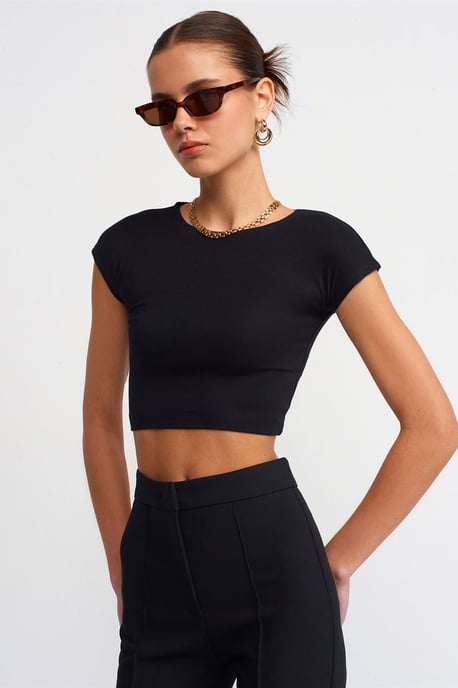 Slim Fit Crop-Jersey-Bluse - Image 1