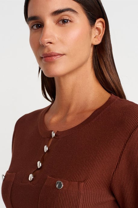 Rippstrickbluse mit Knopfdetail - Image 3