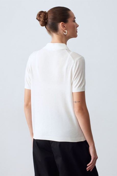 Damen Polo-Kragen Bluse mit Knöpfen - Image 2