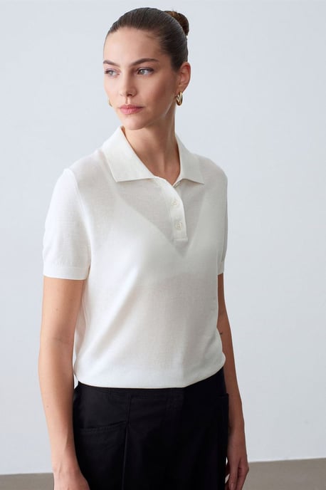 Damen Polo-Kragen Bluse mit Knöpfen - Image 3