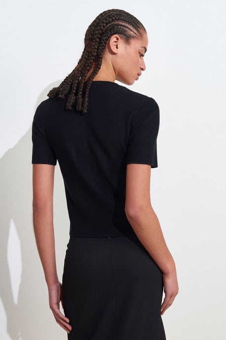 Rippstrick-Bluse mit Knopfdetails - Image 2