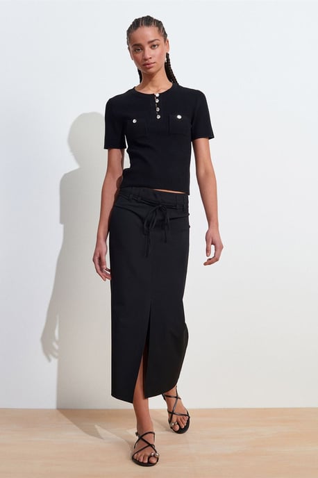 Rippstrick-Bluse mit Knopfdetails - Image 5