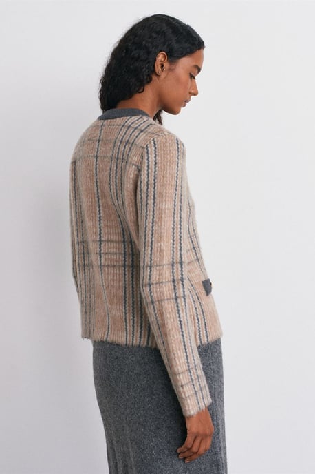 Karierter Jacquard-Pullover mit Rundhalsausschnitt - Image 2