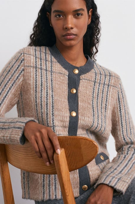Karierter Jacquard-Pullover mit Rundhalsausschnitt - Image 3