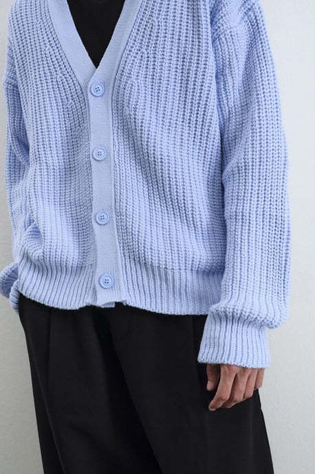Oversized gerippter V-Ausschnitt Cardigan - Image 6