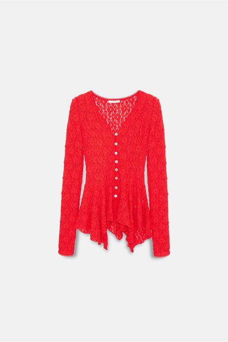 Spitzen V-Ausschnitt Knopf-Cardigan - Image 5