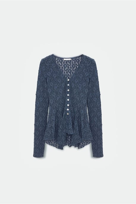 Spitzen V-Ausschnitt Knopf-Cardigan - Image 6