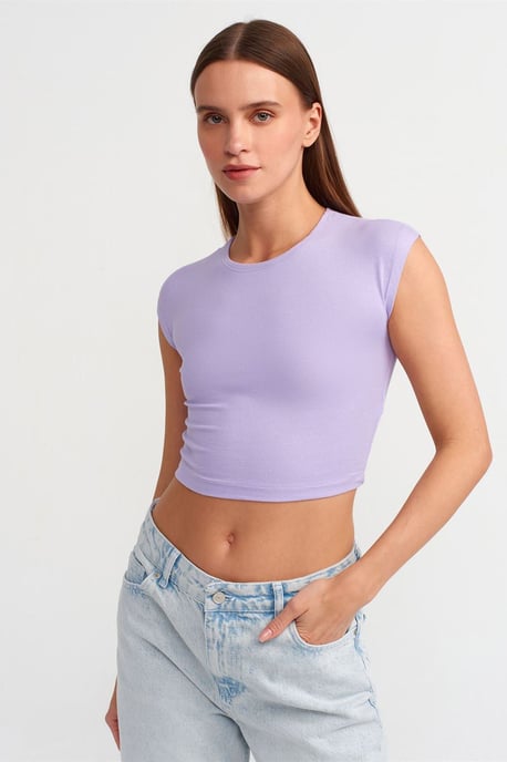 Schmale Passform Crop-Jersey-Bluse - Image 1