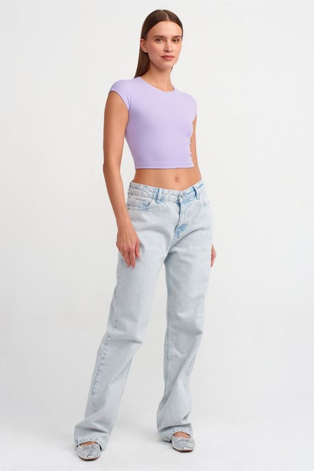 Schmale Passform Crop-Jersey-Bluse - Image 3