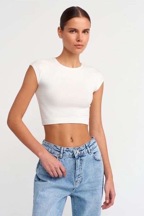 Slim Fit Crop-Jersey-Bluse - Image 1