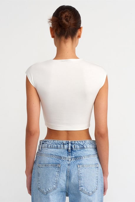 Slim Fit Crop-Jersey-Bluse - Image 2